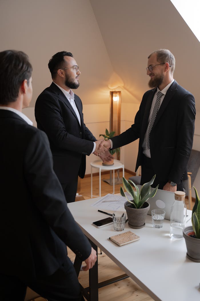 Business advisors shaking hands in a professional meeting